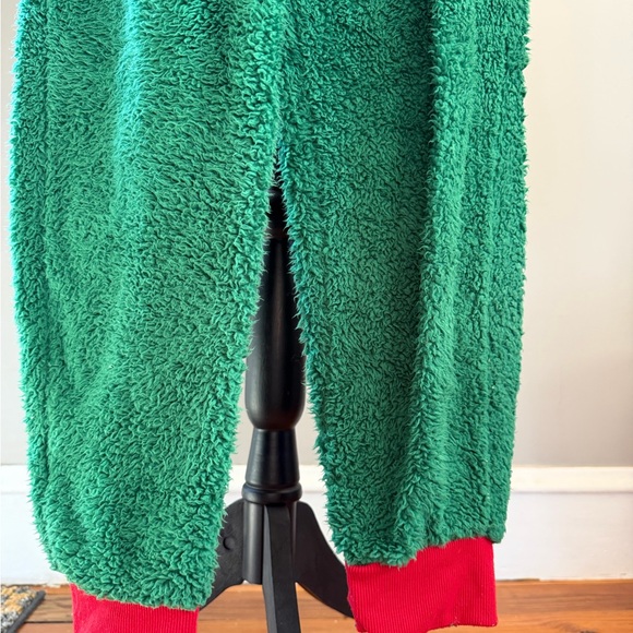 Green Fleece Jumpsuit with Red Belt - Picture 3 of 4